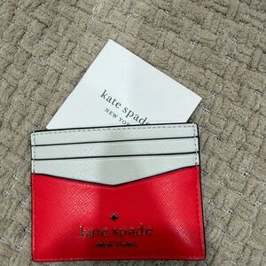 Kate Spade Vibrant Red and White Card Case